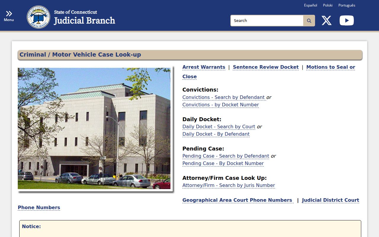 Meriden criminal court case search gateway
