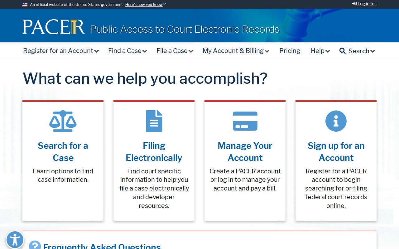 PACER federal court record access for cases affecting Meriden
